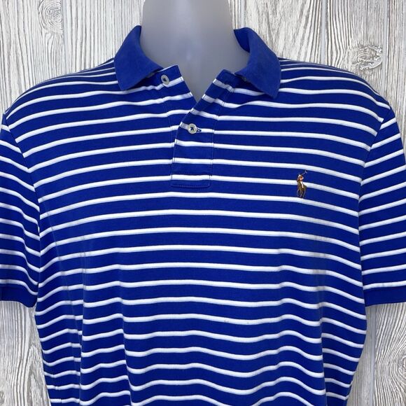 Polo Ralph Lauren Short Sleeve Polo Shirt Men's Size L Pima Soft Touch Blue - Picture 2 of 13